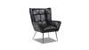 Gerald Mid-Century Modern Tufted Wingback Armchair, Vintage Black Brown Faux Leather 8