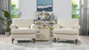 Alana 38" Lawson Accent Arm Chair Metal Casters, Light Beige 3