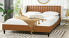 Aspen Vertical Tufted Headboard Platform Bed Set, King, Caramel Tan Brown 8