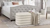 Fuji 49" Upholstered Bouclé Oval Storage Bench, Ivory White 2