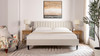 Aspen Vertical Tufted Headboard Platform Bed Set, King, Light Beige 2