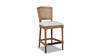 Triomphe Rattan Wicker High Back Armless Counter Bar Stool, White Pepper 5