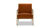 Aerin 24.5" Hammered Brass Upholstered Accent Arm Chair, Burnt Orange 2