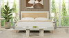 Haley Upholstered Cane-Back Platform Bed, King, Snow White 3