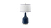 Atalia 15" Navy Blue Ceramic Lamp with Tapered Drum Shade, Navy Blue & White 1