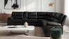 Malibu 130" Modern Power Motion 6-Piece Reclining Corner Sectional with Cup Holders, Coal Black