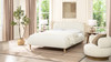 Roman Curved Headboard Upholstered Platform Bed, Queen, Ivory White Bouclé 9