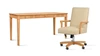 Dumont Modern Farmhouse Home Office Writing Desk & Executive Chair Set, Neutral Cream Beige 1