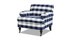 Alana 38" Lawson Accent Arm Chair Metal Casters, Blue lattice 1
