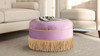 Yolanda 24" Round Upholstered Accent Ottoman, Lavender 3