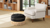 Yolanda 24" Round Upholstered Accent Ottoman, Jet Black 2
