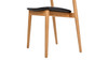Raven 20.5" Stacking Sculpted Oak Wood Dining Chair, Warm Natural Brown Oak Wood & Black Faux Leather 9