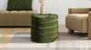 Fuji 19" Oversized Round Storage Ottoman, Olive Green 2
