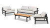 Zara 4pc Dowel Frame Bolster Patio Deep Seating Conversation Set, Wheat Beige 1