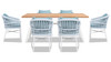 Maiden 7pc 6-Seater Teak & Aluminum Patio Dining Set, Sky Blue 7