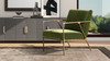 Aerin 24.5" Hammered Brass Upholstered Accent Arm Chair, Olive Green 2