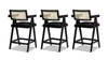 Milan 25.5" Modern Resin Webbing Back Bar Stool with Arms, Set of 3, Ebony Black Bouclé 4