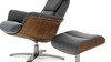 Jovan 31.5" Mid-Century Modern Genuine Leather Recliner Lounge Chair & Ottoman Set, Shadow Gray 12