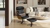 Jovan 31.5" Mid-Century Modern Genuine Leather Recliner Lounge Chair & Ottoman Set, Shadow Gray