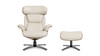 Jovan 31.5" Mid-Century Modern Genuine Leather Recliner Lounge Chair & Ottoman Set, Pastel Beige 4