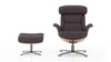 Jovan 31.5" Mid-Century Modern Genuine Leather Recliner Lounge Chair & Ottoman Set, Cacao Espresso Brown 4