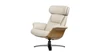 Jovan 31.5" Mid-Century Modern Genuine Leather Recliner Lounge Chair, Pastel Beige 1