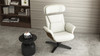 Jovan 31.5" Mid-Century Modern Genuine Leather Recliner Lounge Chair, Porcelain White 2
