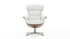 Jovan 31.5" Mid-Century Modern Genuine Leather Recliner Lounge Chair, Porcelain White 4