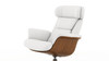 Jovan 31.5" Mid-Century Modern Genuine Leather Recliner Lounge Chair, Porcelain White 9