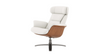 Jovan 31.5" Mid-Century Modern Genuine Leather Recliner Lounge Chair, Porcelain White 1
