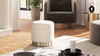 Hampton 18" Round Upholstered Ottoman with Scalloped Base, Speckled Egg Beige 8