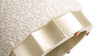 Hampton 18" Round Upholstered Ottoman with Scalloped Base, Speckled Egg Beige 10