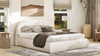 Archie Puffy Grounded Upholstered Platform Bed, Almond White 2