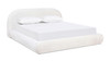 Archie Puffy Grounded Upholstered Platform Bed, King, Almond White 1