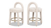 Penny Round Arched Fully Upholstered Counter Stool Chair, Set of 2, Travertine Beige 1