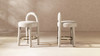 Penny Round Arched Fully Upholstered Counter Stool Chair, Set of 2, Travertine Beige 2