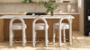 Penny Round Arched Fully Upholstered Counter Stool Chair, Set of 2, Travertine Beige 4