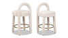 Penny Round Arched Fully Upholstered Counter Stool, Set of 2, Travertine Beige