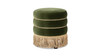 Edward 17.5" Round Upholstered Ottoman with Bullion Fringe, Olive Green 5
