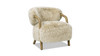 Becker 33" Rustic Oak Sheepskin Upholstered Accent Arm Chair, Taupe Beige
