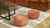 Fuji 15" Mushroom Footstool Ottoman, Spice Orange Fleeced Teddy 10