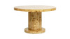 Nebula 51" 5-6 Seater Round Burl Wood Pillar Dining Table, Warm Natural Brown 1