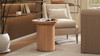 Kenzie 19.5" Fluted Pillar Round Accent Side Table, Light Natural Brown 7