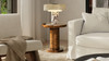 Bolin 18" Round Pillar Burl Wood Accent Side Table, Walnut Brown 4