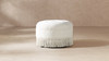 Yolanda Upholstered Round Accent Ottoman, Almond White 2