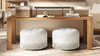 Yolanda Upholstered Round Accent Ottoman, Almond White 3