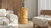Nebula 29.5" Burl Wood Accent Pillar Side Table, Warm Natural Brown 3