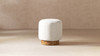 Tilly 16.5" Round Fur Upholstered & Burl Pouf Ottoman, Cottontail White 2