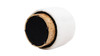 Tilly 16.5" Round Fur Upholstered & Burl Pouf Ottoman, Cottontail White 12