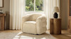 Colt 33" Fur Swivel Upholstered Barrel Accent Arm Chair, Cream Beige